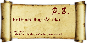 Prihoda Boglárka névjegykártya